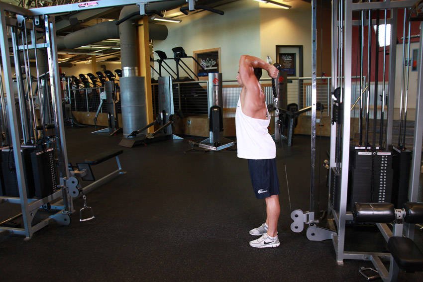 Overhead Cable Triceps Extension (rope) — Start