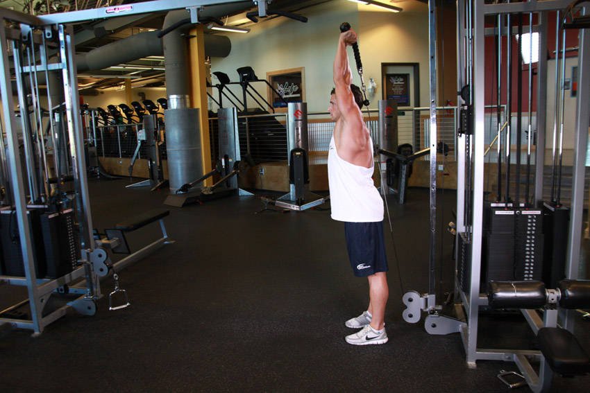 Overhead Cable Triceps Extension (rope) — End